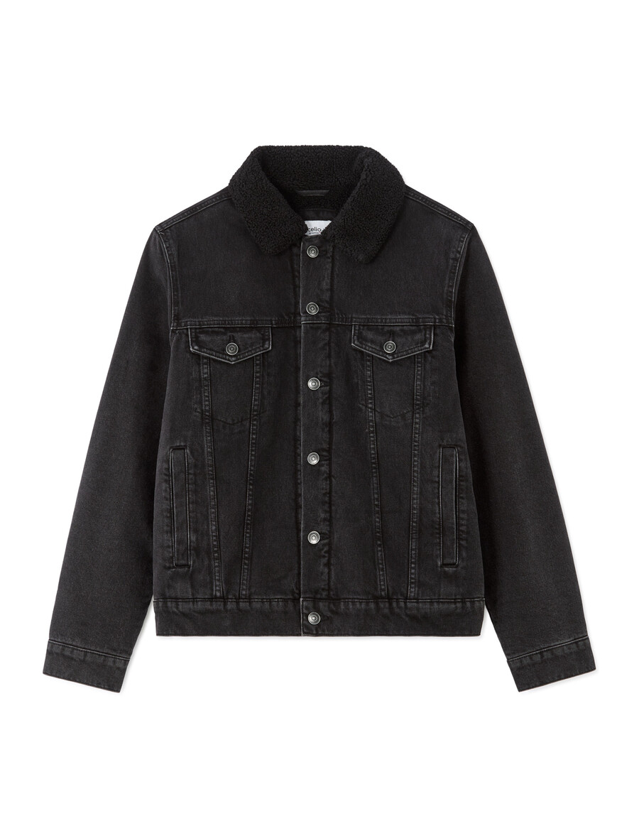 jeansjacke mit sherpa-futter