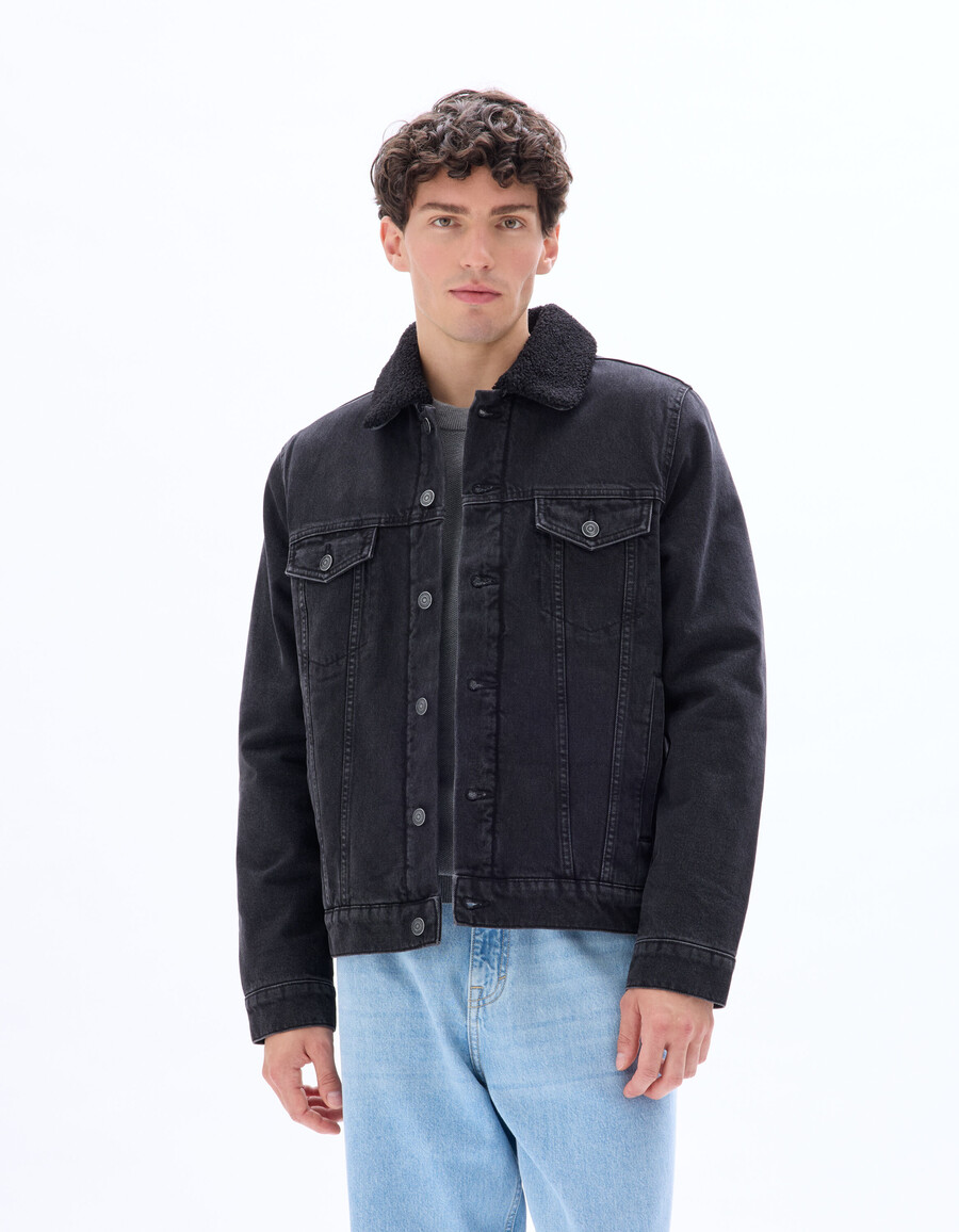 jeansjacke mit sherpa-futter