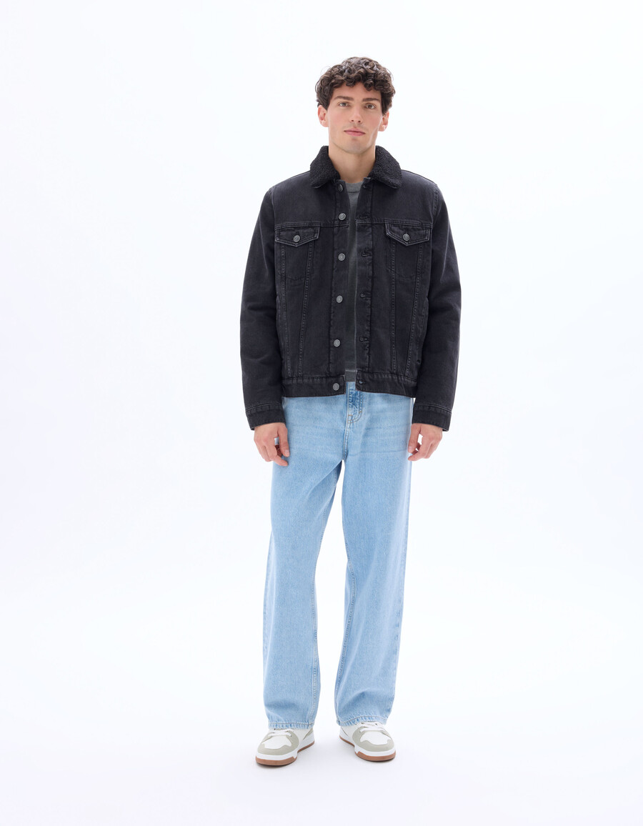 jeansjacke mit sherpa-futter