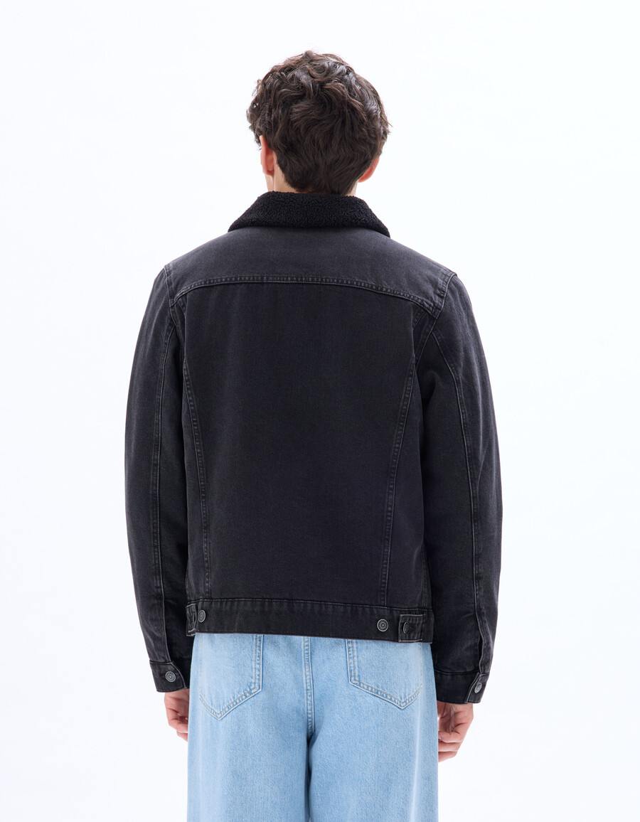 jeansjacke mit sherpa-futter