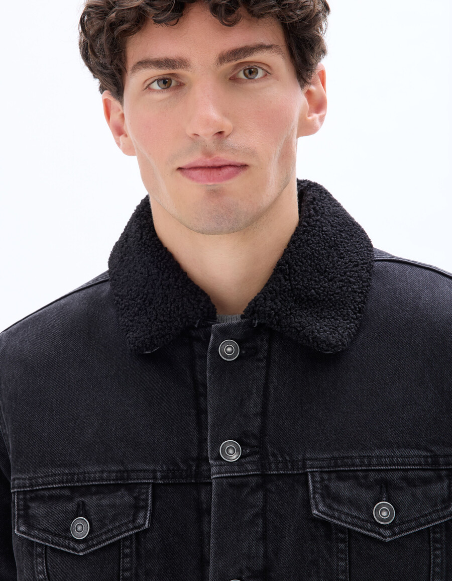 jeansjacke mit sherpa-futter