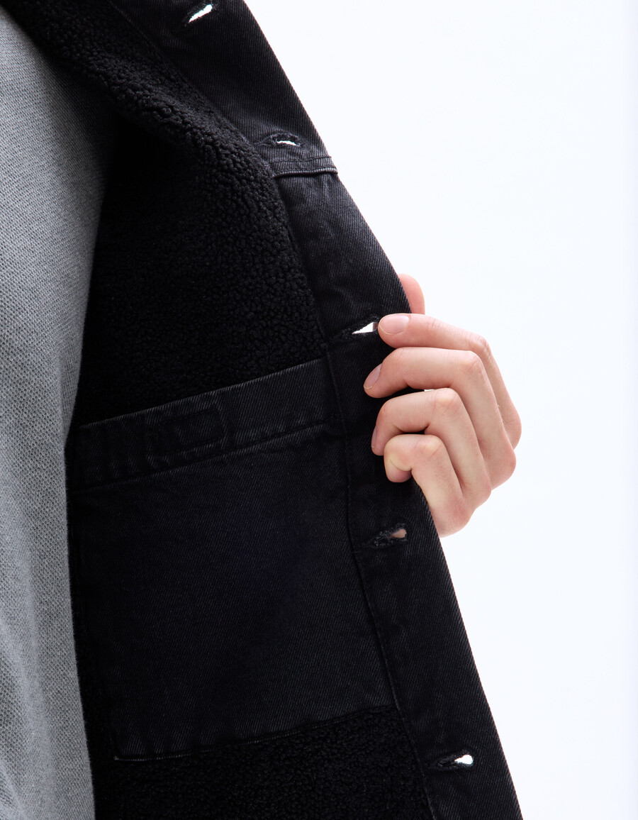 jeansjacke mit sherpa-futter