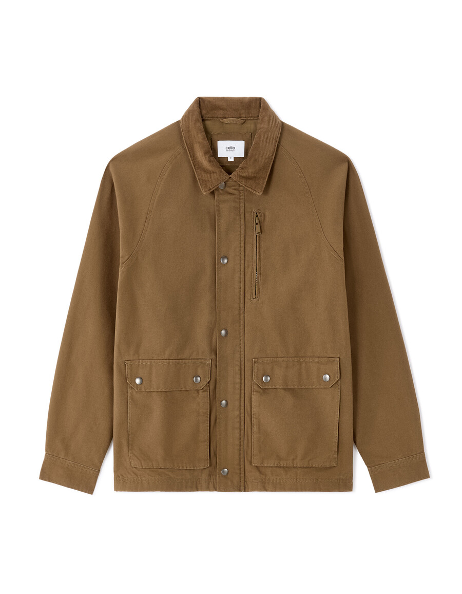 jacke mit mehreren taschen und samtkragen