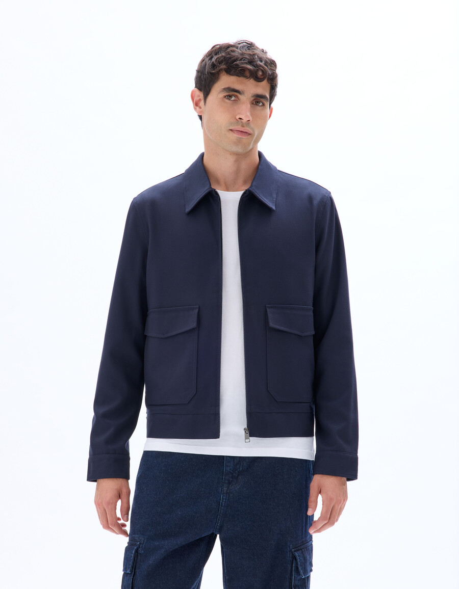 hemdkragenjacke mit reißverschluss