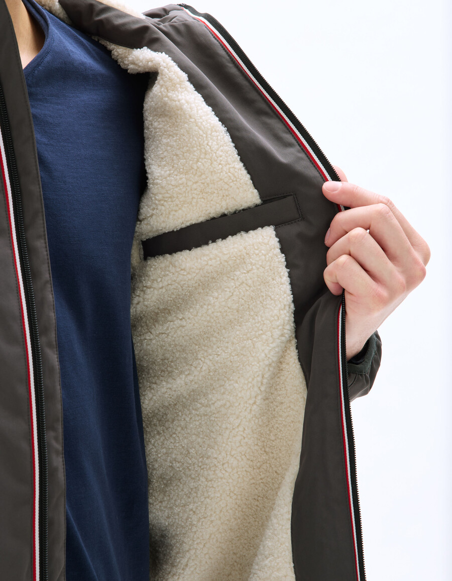 drycore jacke mit wasserabweisender sherpagefütterter kapuze