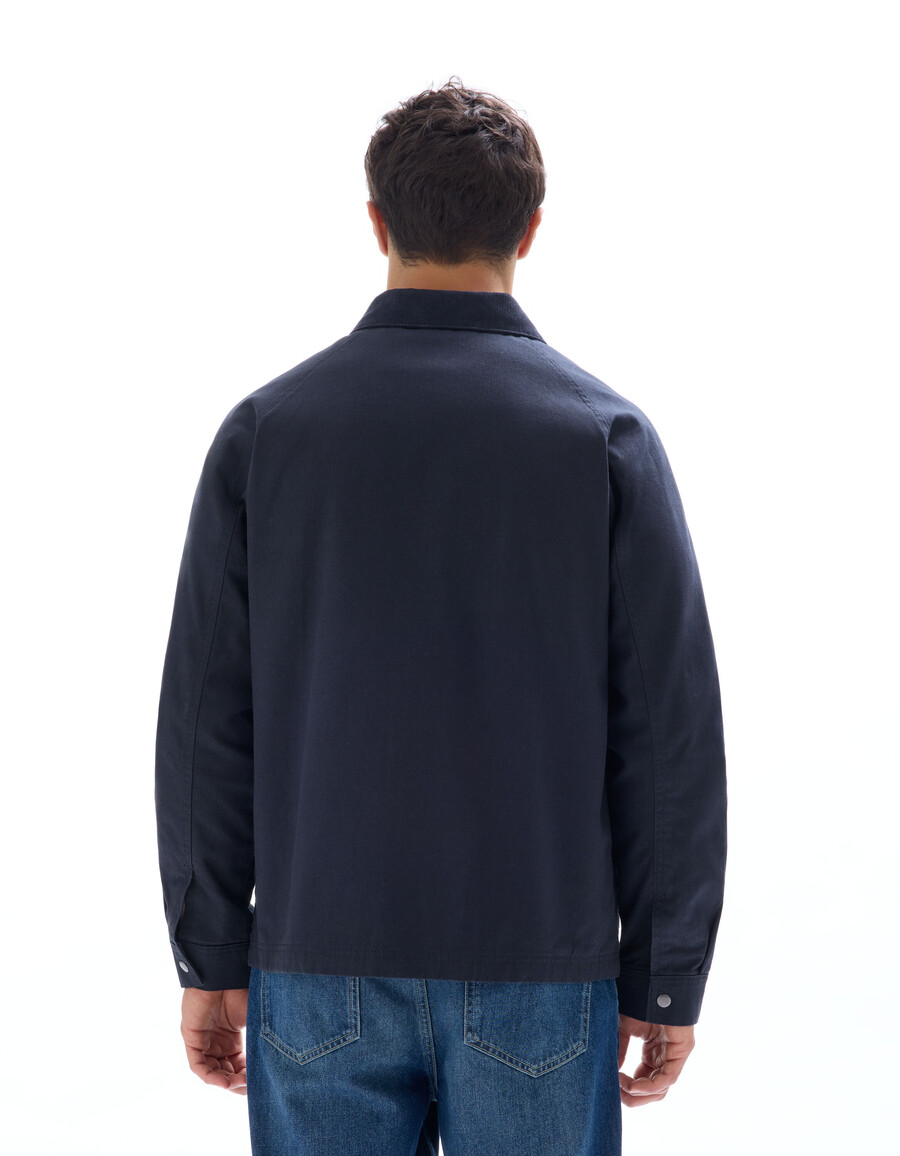 jacke mit mehreren taschen und samtkragen