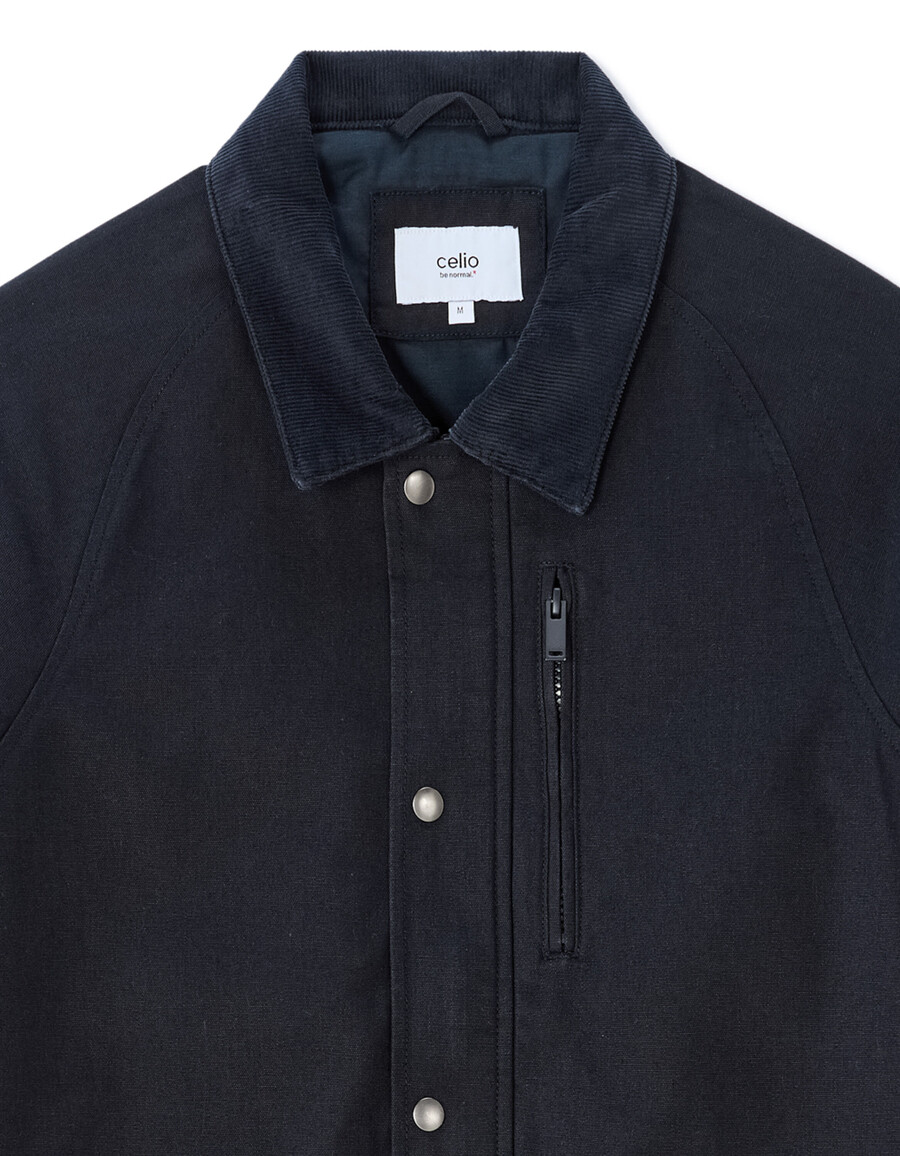 jacke mit mehreren taschen und samtkragen