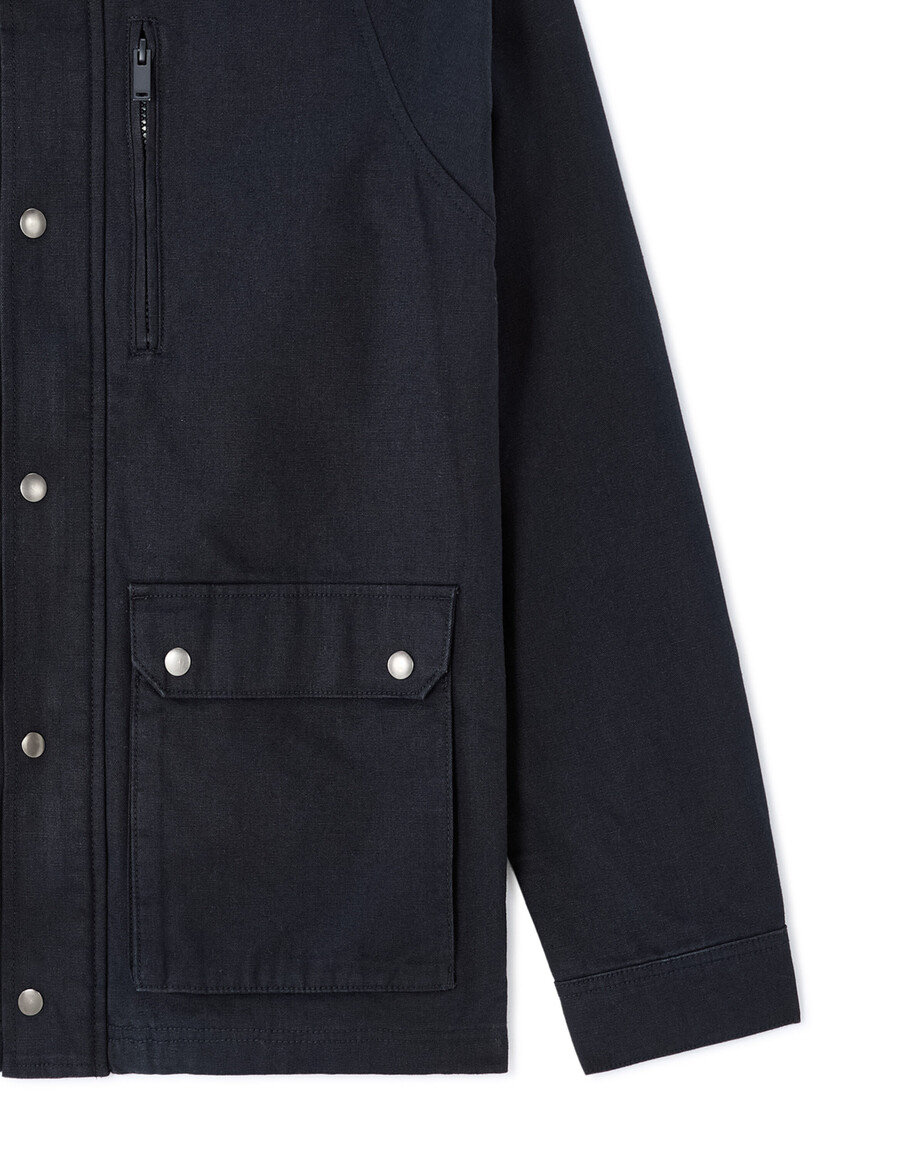jacke mit mehreren taschen und samtkragen