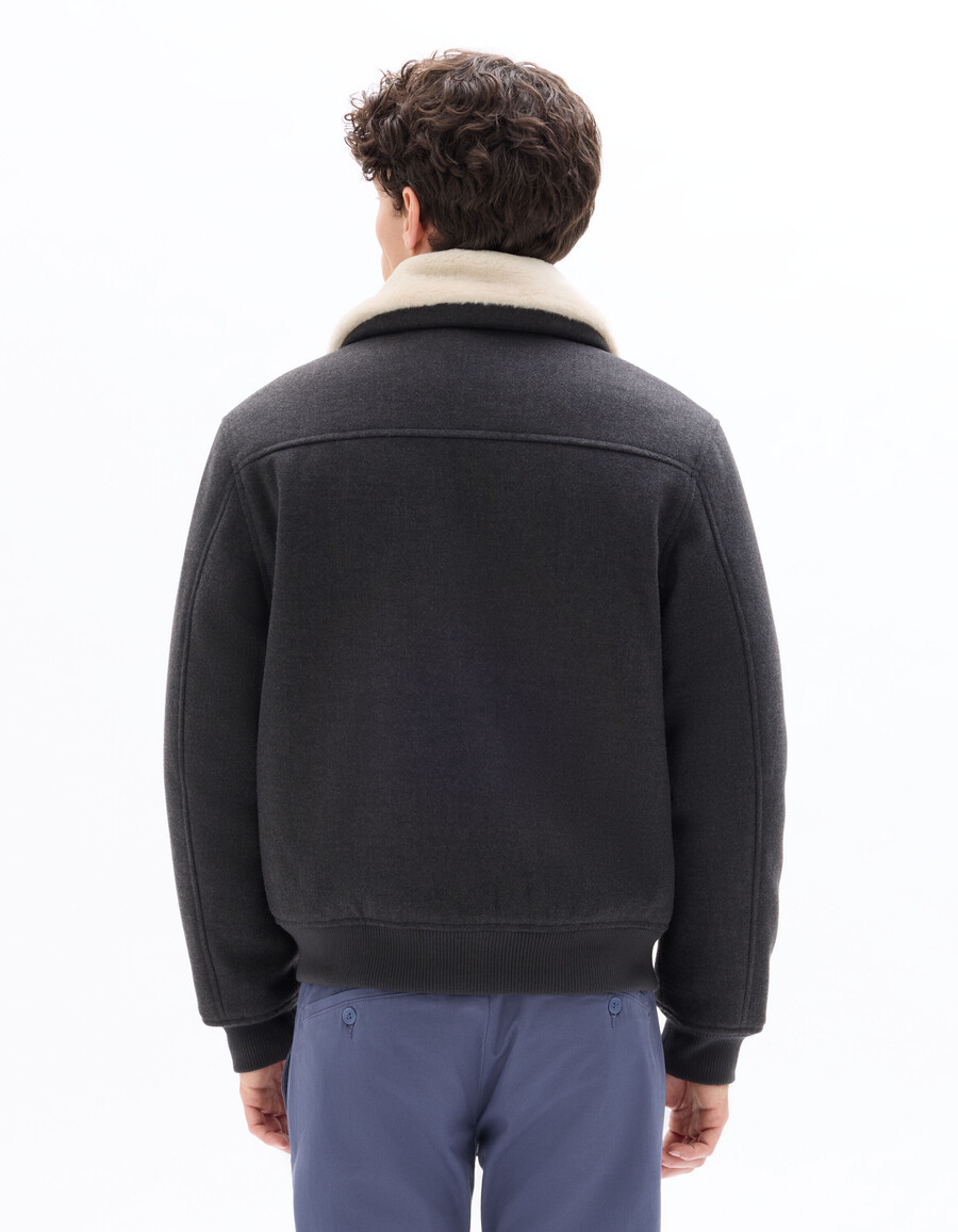 wolljacke aus wollmischgewebe mit pelzkragen