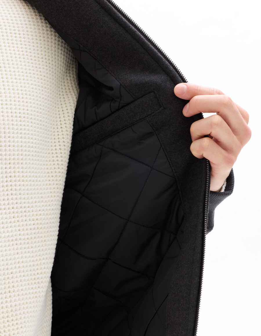 wolljacke aus wollmischgewebe mit pelzkragen