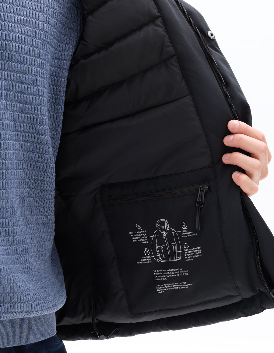 dualtech daunen- und federjacke mit kapuze