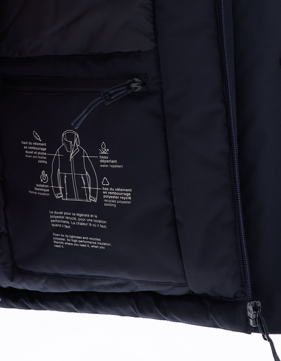 dualtech daunen- und federjacke mit kapuze