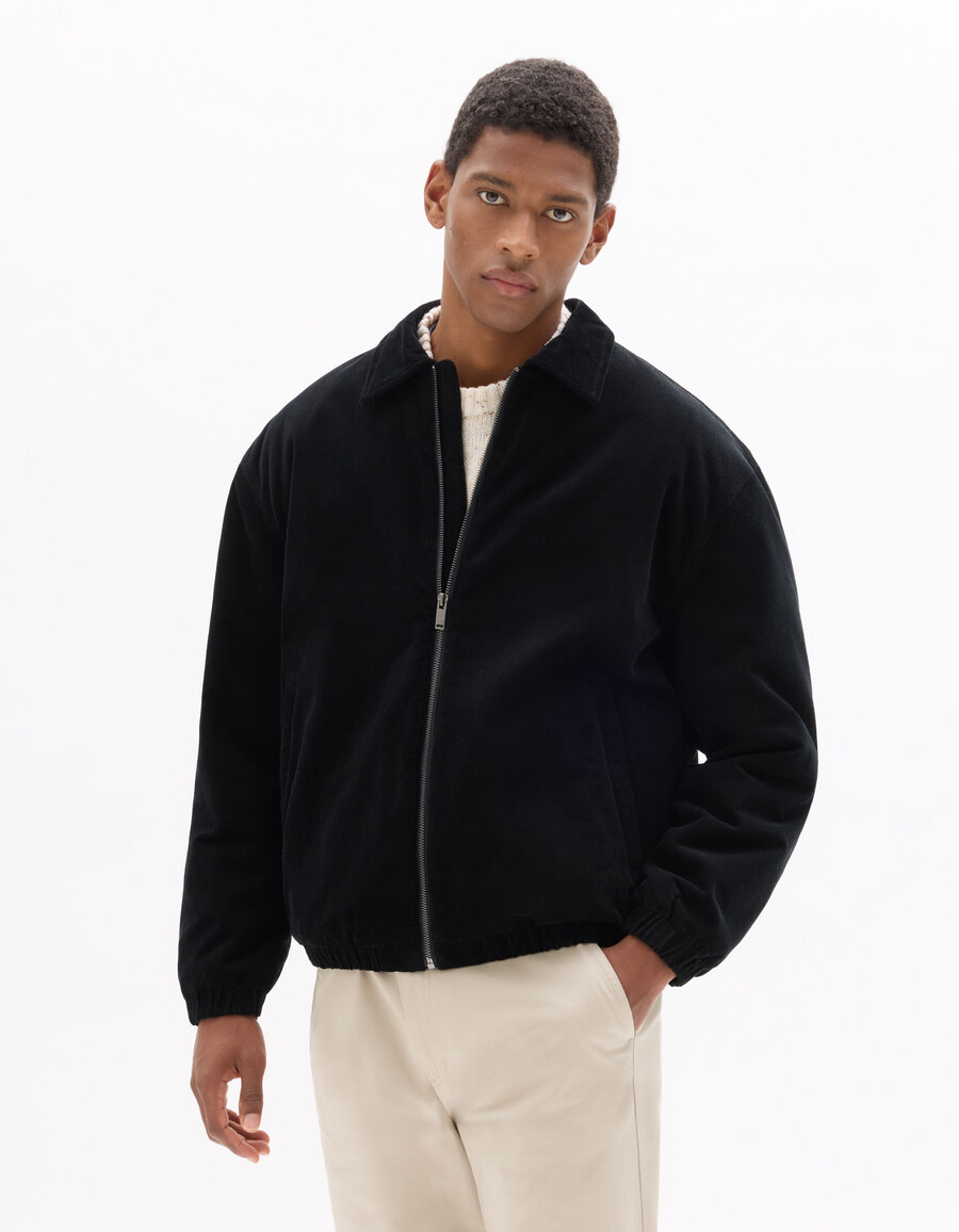 schwarze cordjacke mit hemdkragen