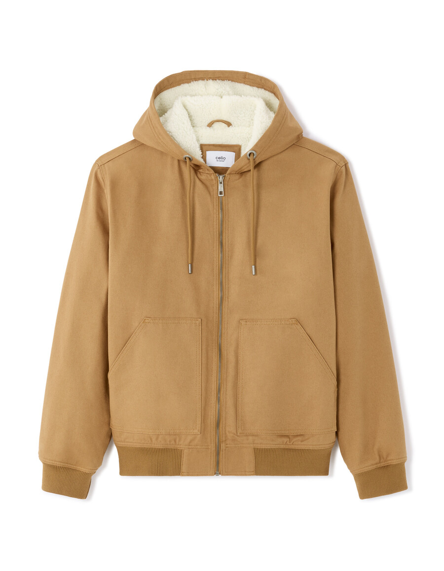 kapuzenjacke mit sherpa-futter aus 100 baumwolle