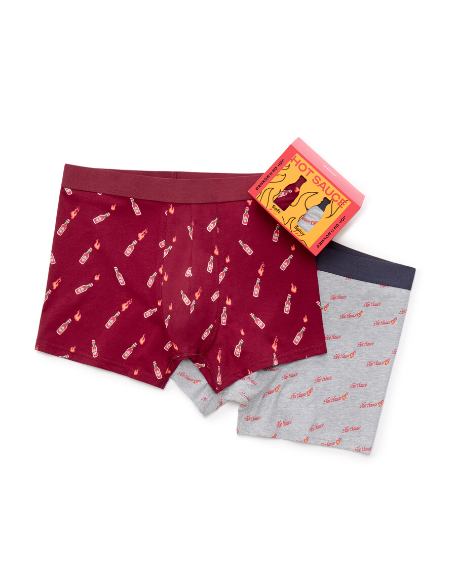 rotes weihnachts-chilisaucen-print boxer duo geschenkset
