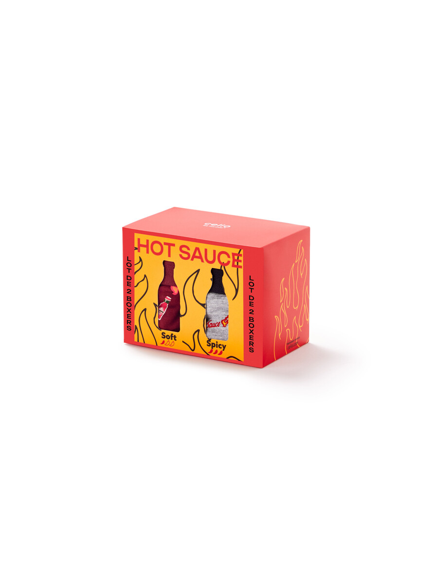 rotes weihnachts-chilisaucen-print boxer duo geschenkset