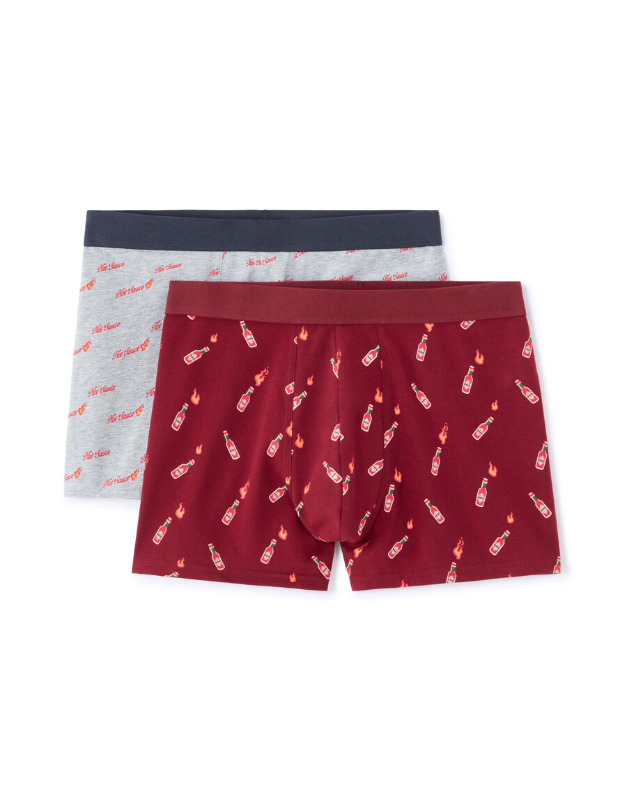 rotes weihnachts-chilisaucen-print boxer duo geschenkset