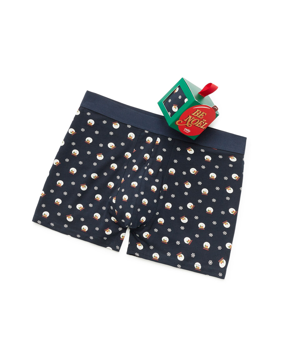 marineblaues weihnachtsschneekugel-boxer-geschenkset