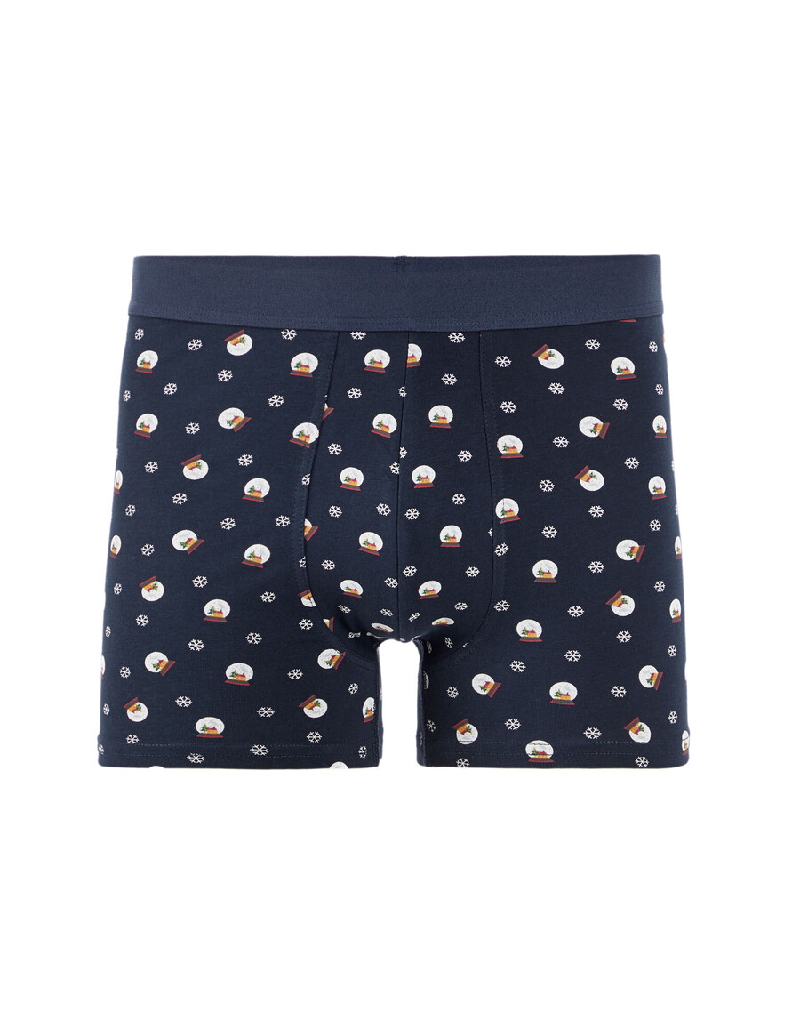 marineblaues weihnachtsschneekugel-boxer-geschenkset
