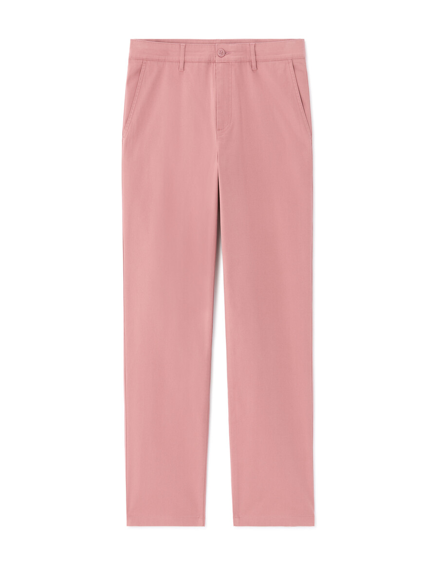 pinke chino-hose mit geradem schnitt aus stretch-baumwolle