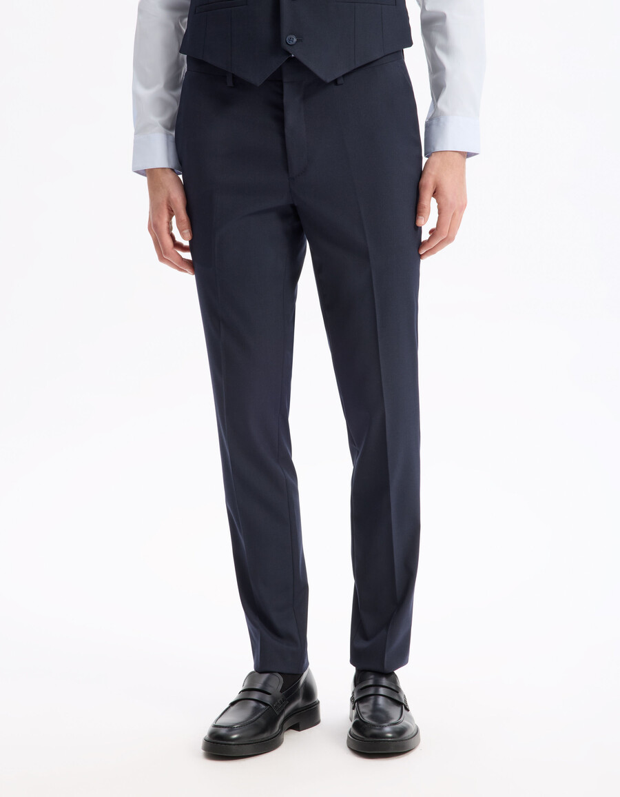 schmal geschnittene marineblaue stretch-anzughose