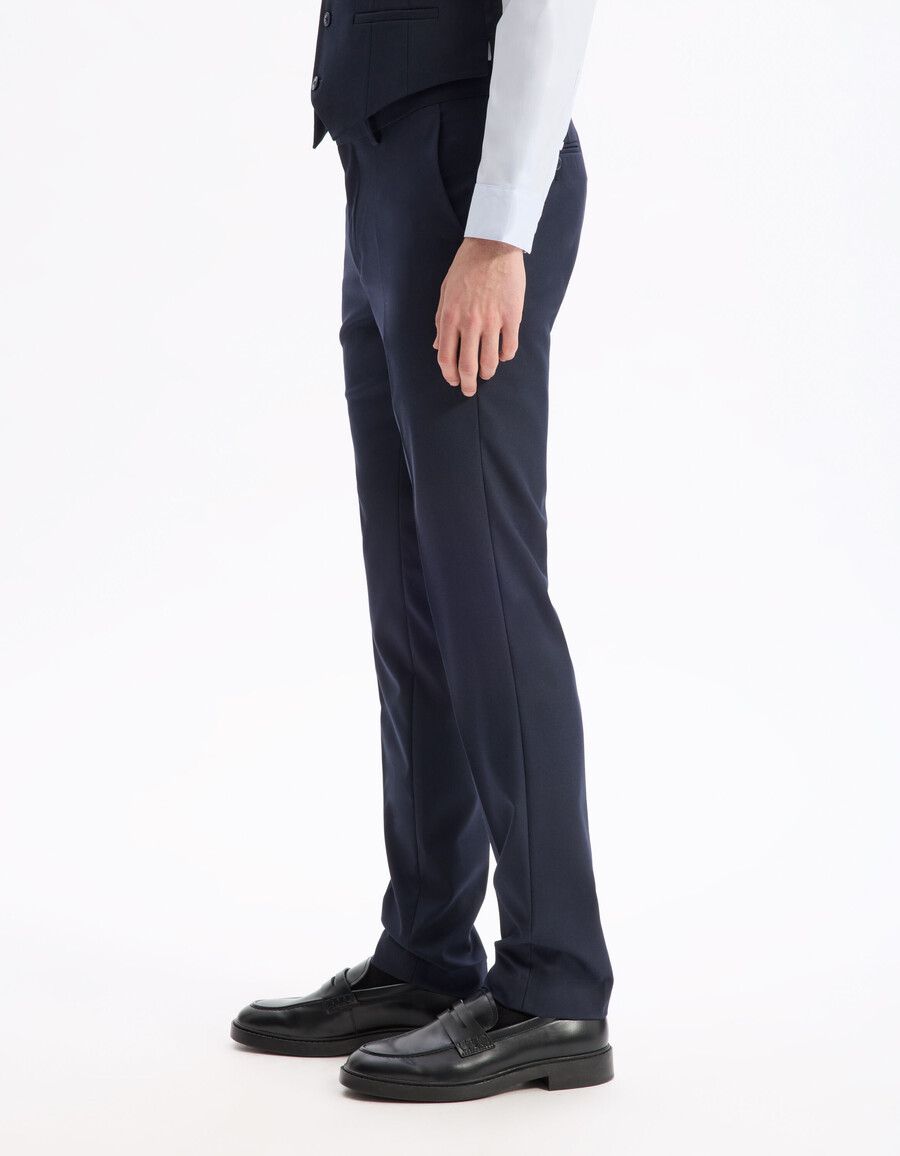 schmal geschnittene marineblaue stretch-anzughose