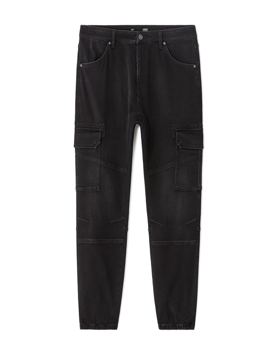 schmale cargo-jeans aus stretch-baumwolle