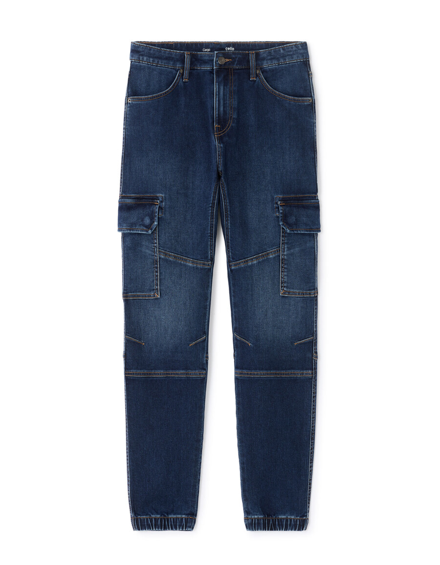 schmale cargo-jeans aus stretch-baumwolle