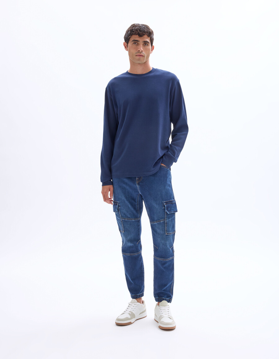 schmale cargo-jeans aus stretch-baumwolle