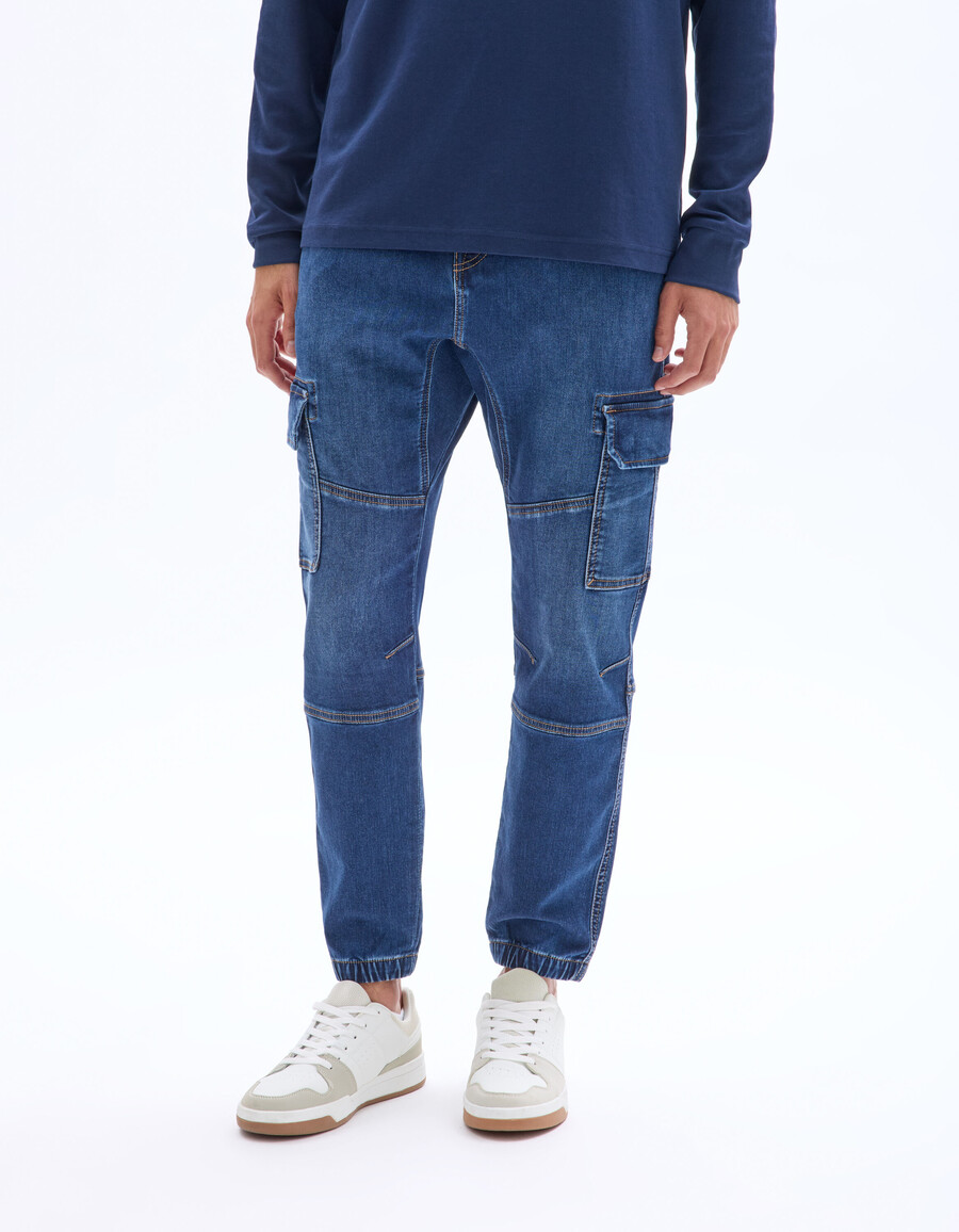 schmale cargo-jeans aus stretch-baumwolle