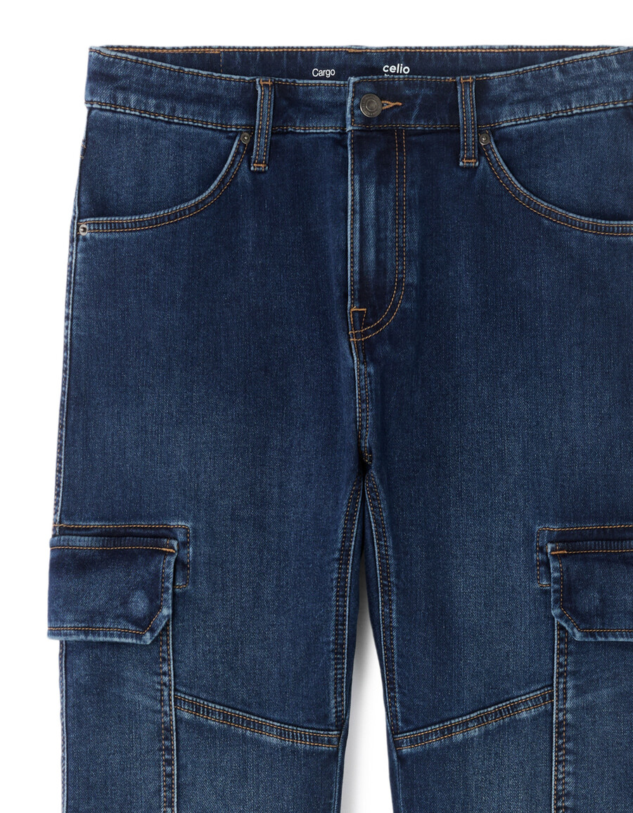 schmale cargo-jeans aus stretch-baumwolle