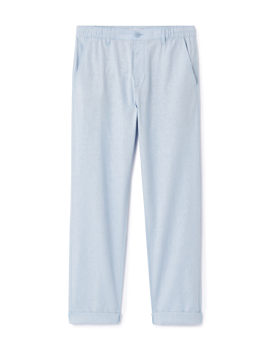 leinen-baumwollhose mit geradem bein