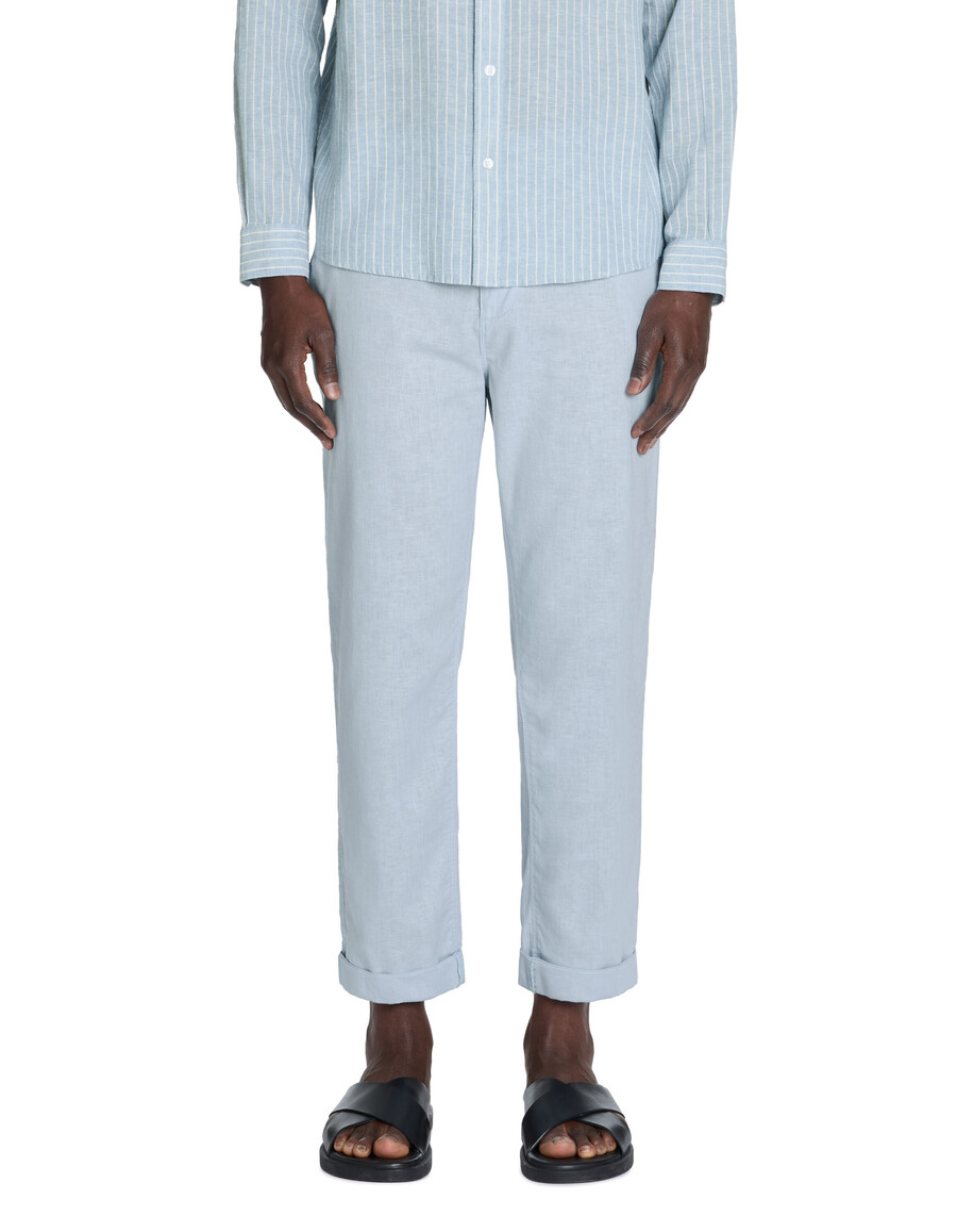 leinen-baumwollhose mit geradem bein