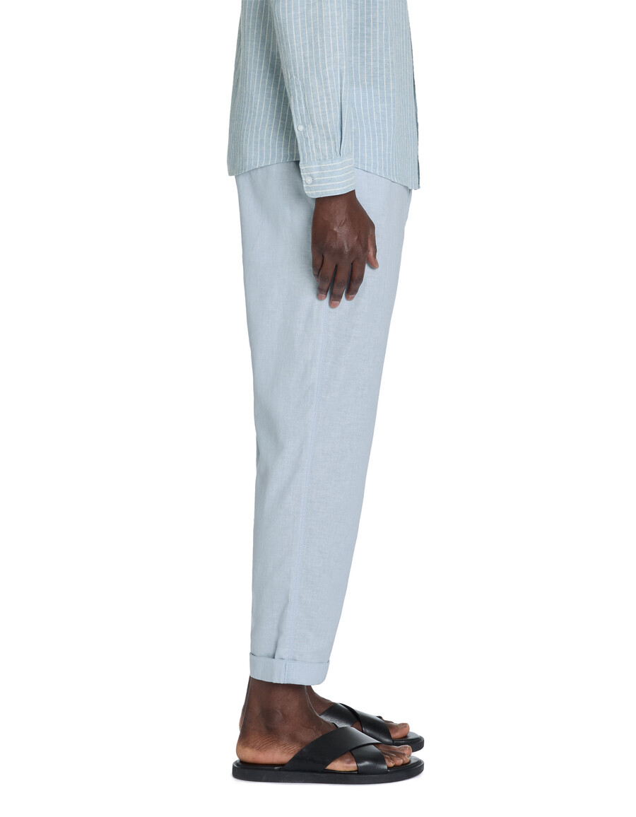 leinen-baumwollhose mit geradem bein