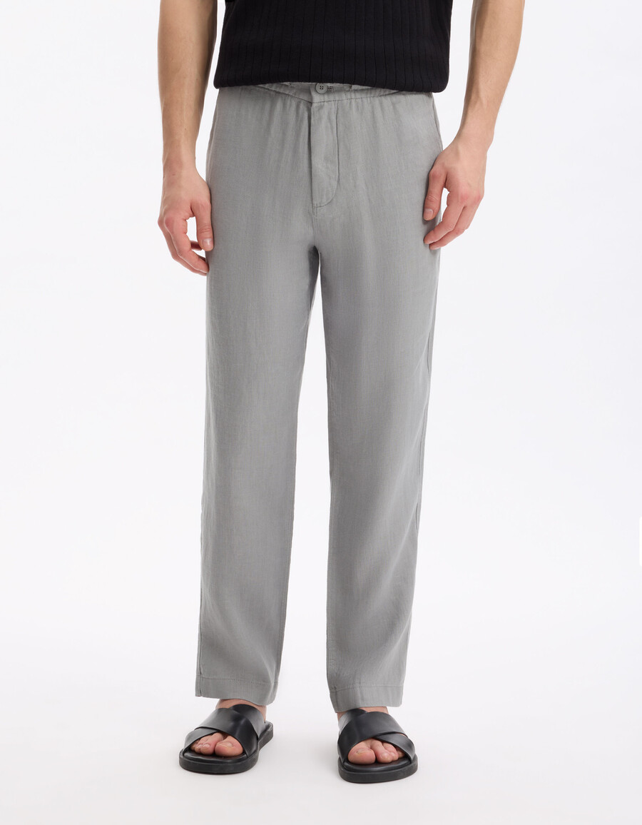 gerade geschnittene hose aus 100 leinen