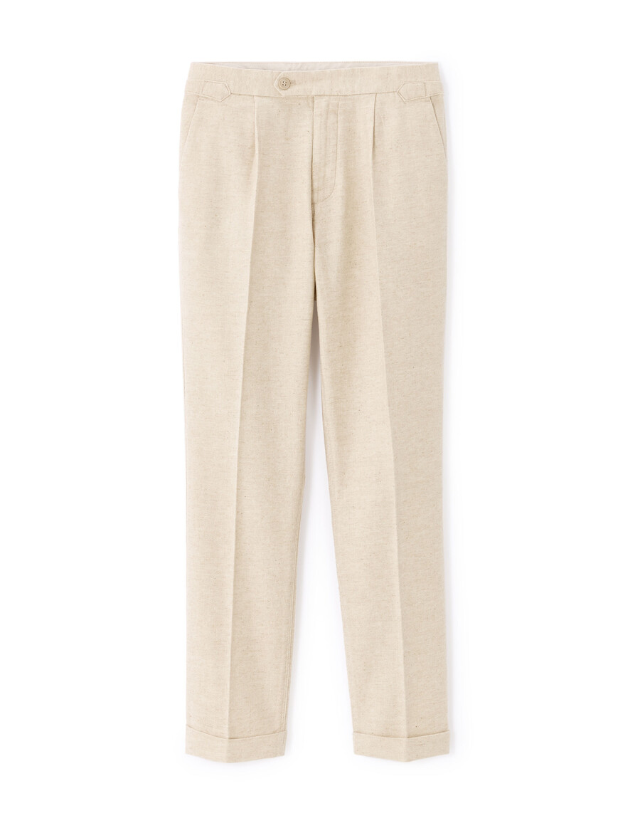 schmal geschnittene chino-hose aus baumwoll-leinen