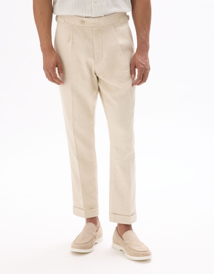 schmal geschnittene chino-hose aus baumwoll-leinen