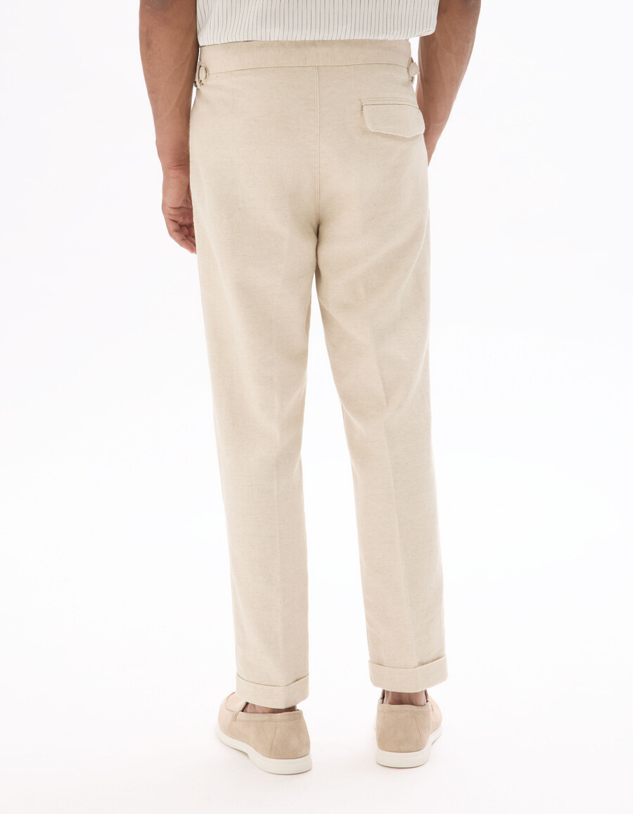 schmal geschnittene chino-hose aus baumwoll-leinen