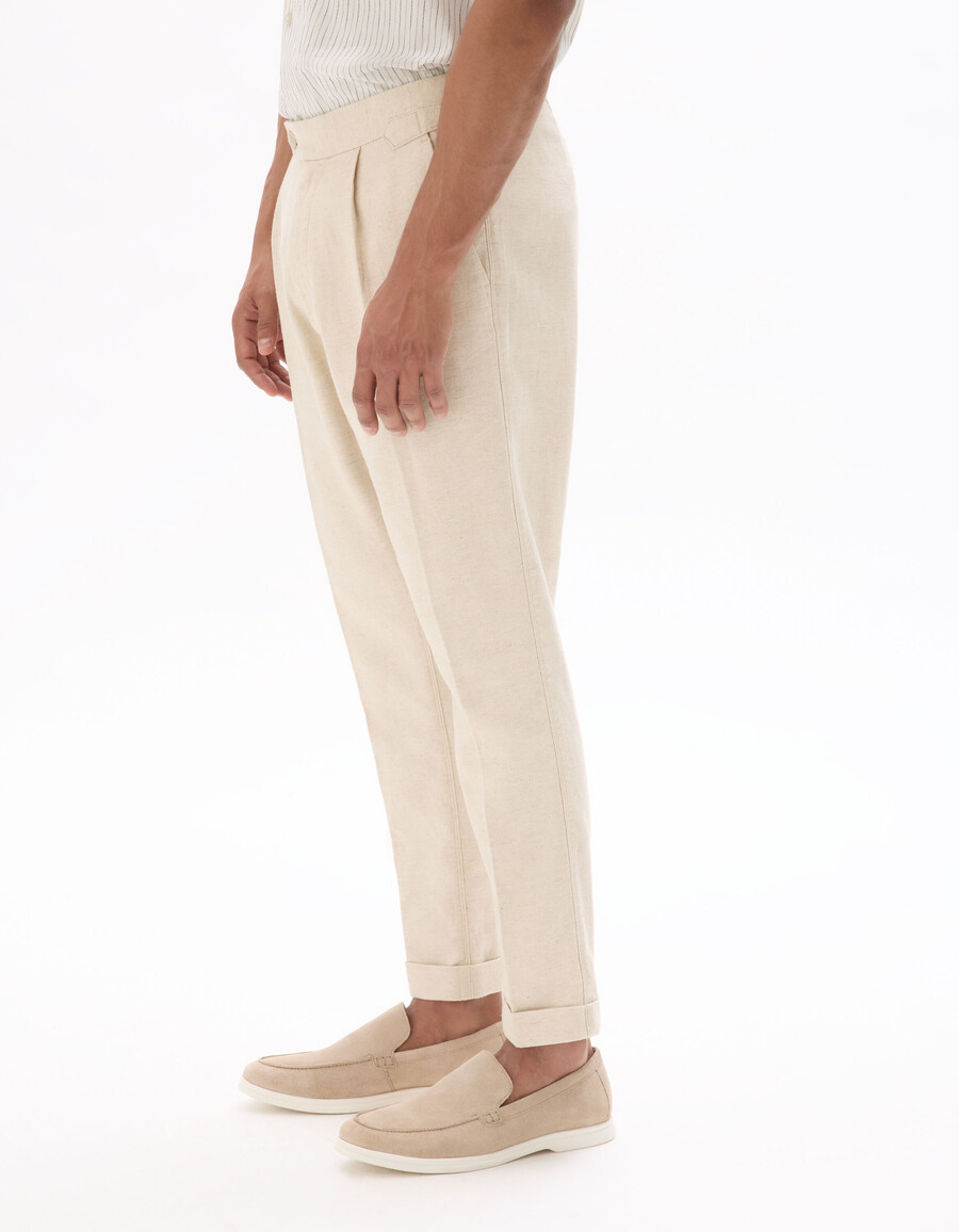 schmal geschnittene chino-hose aus baumwoll-leinen