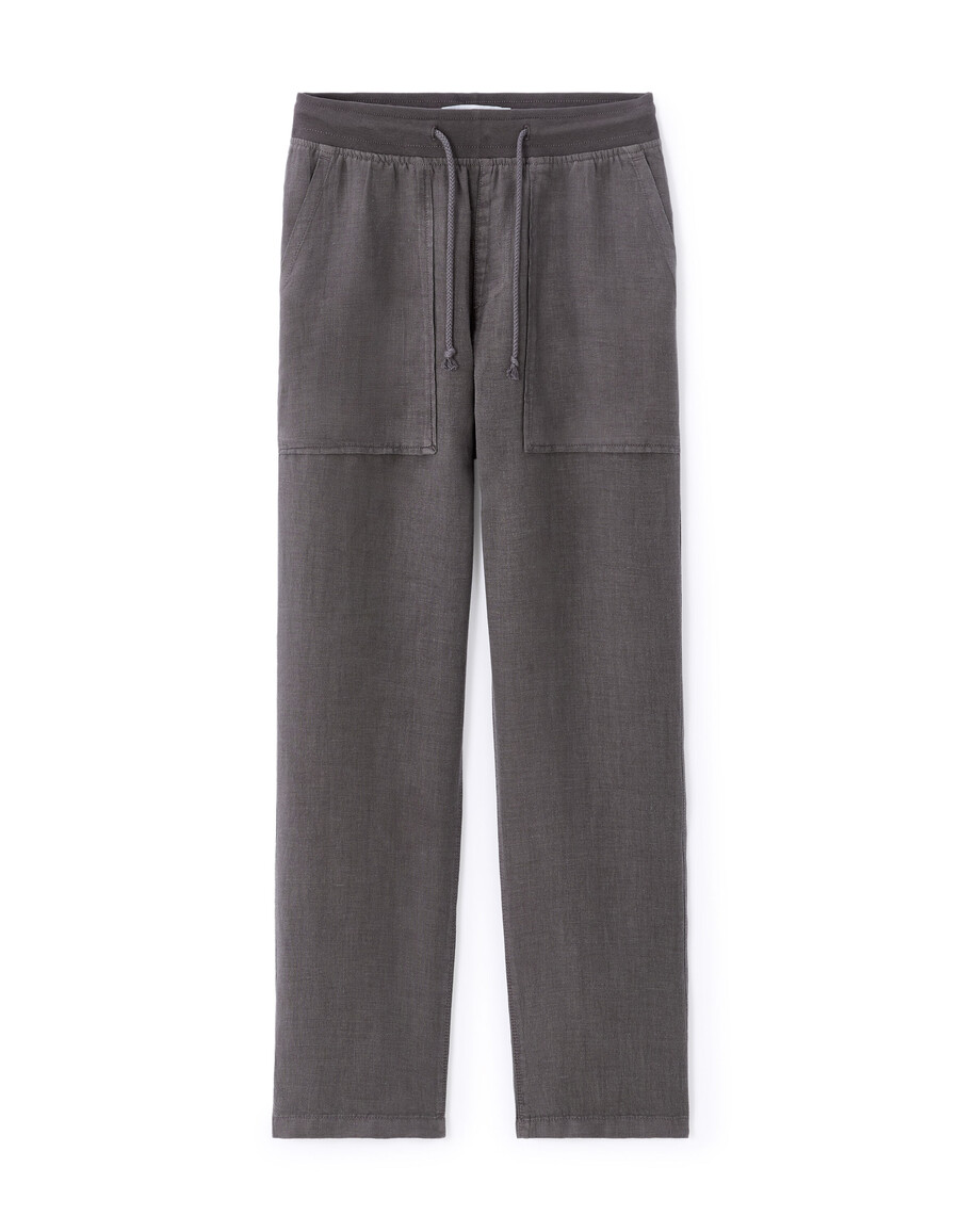 einfarbige hose aus 100 leinen