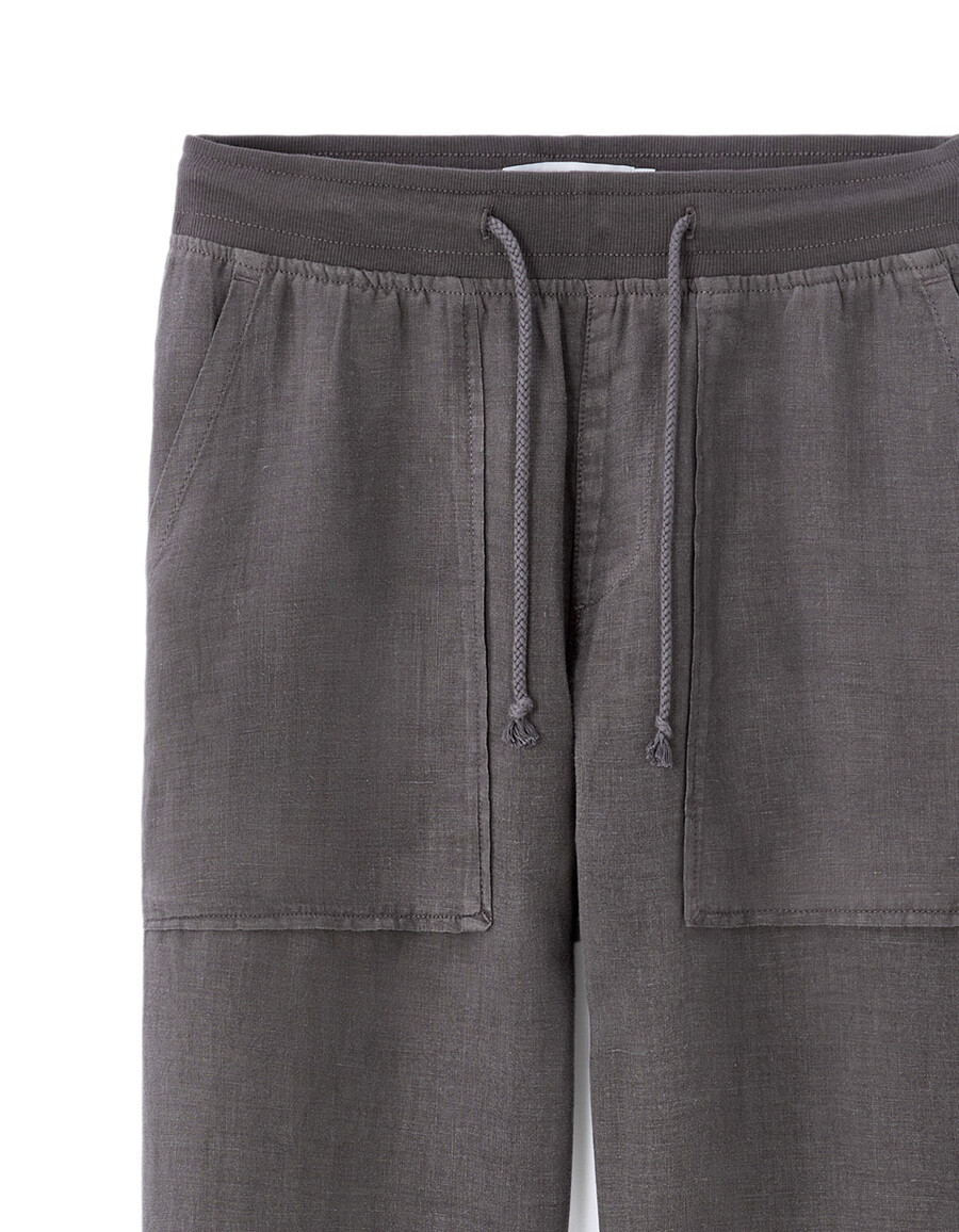 einfarbige hose aus 100 leinen