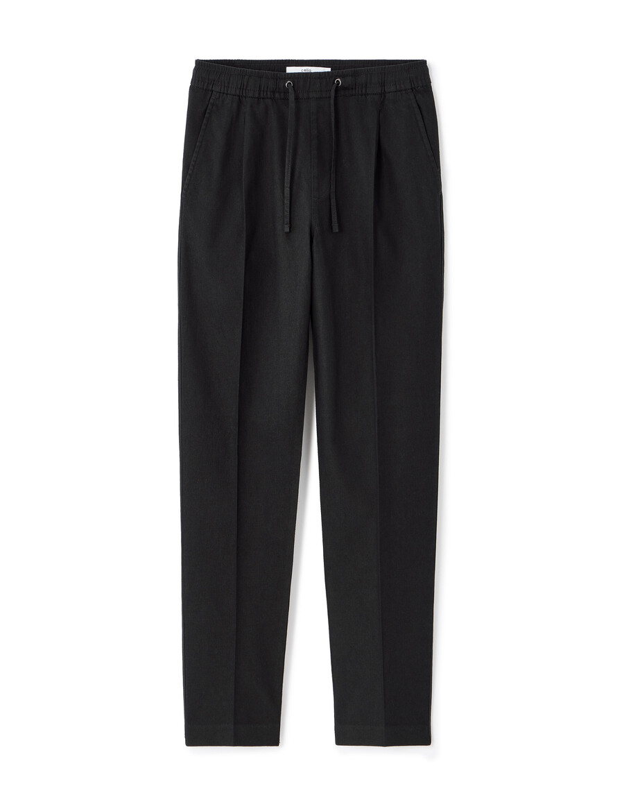 schmal geschnittene stretch-baumwoll-leinenhose