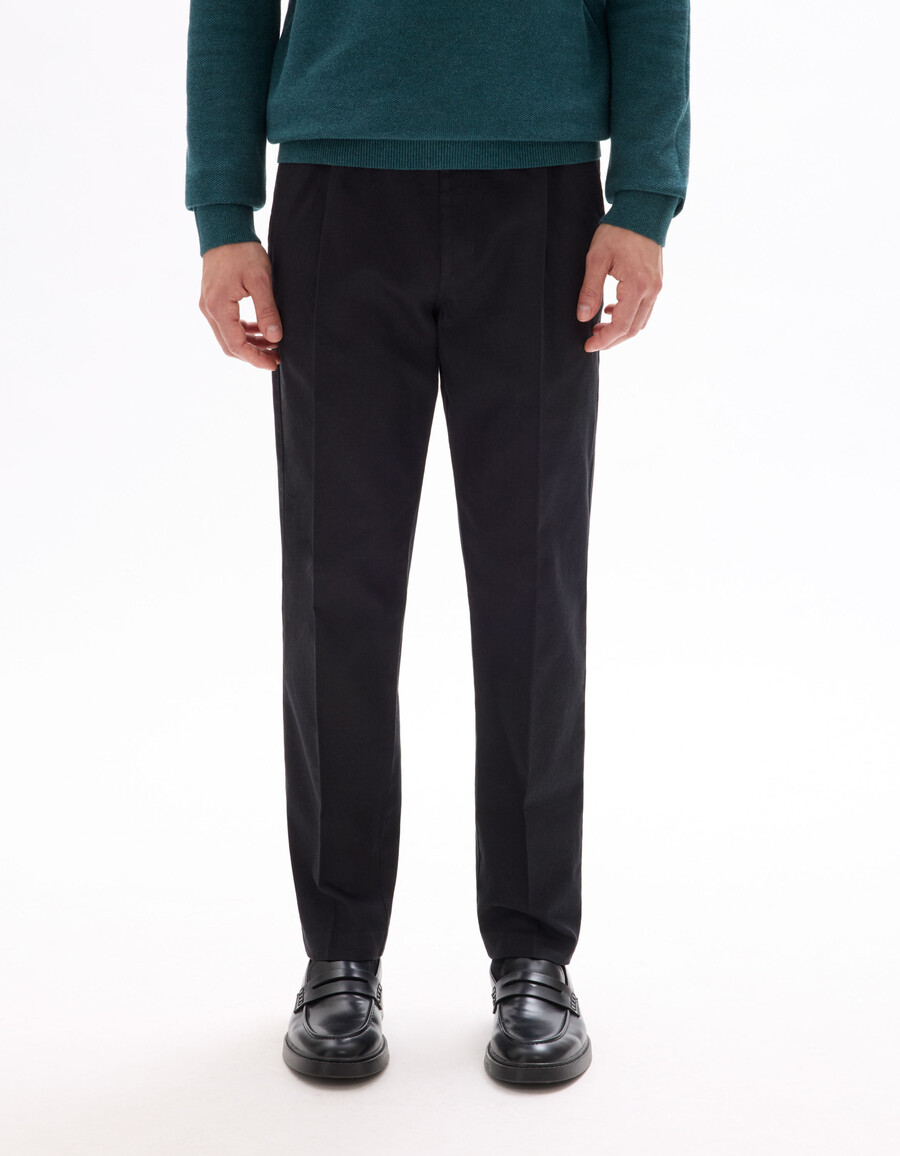 schmal geschnittene stretch-baumwoll-leinenhose
