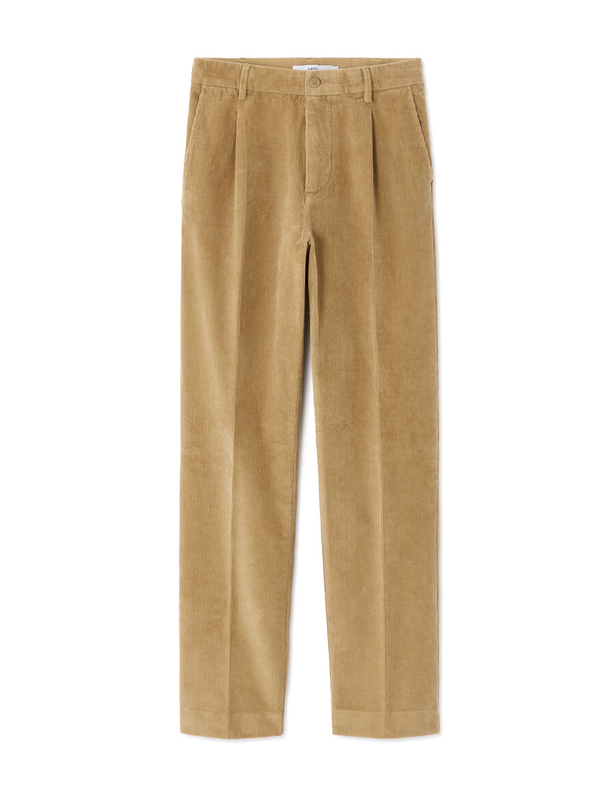gerade geschnittene chino-hose aus karamellfarbenem samt