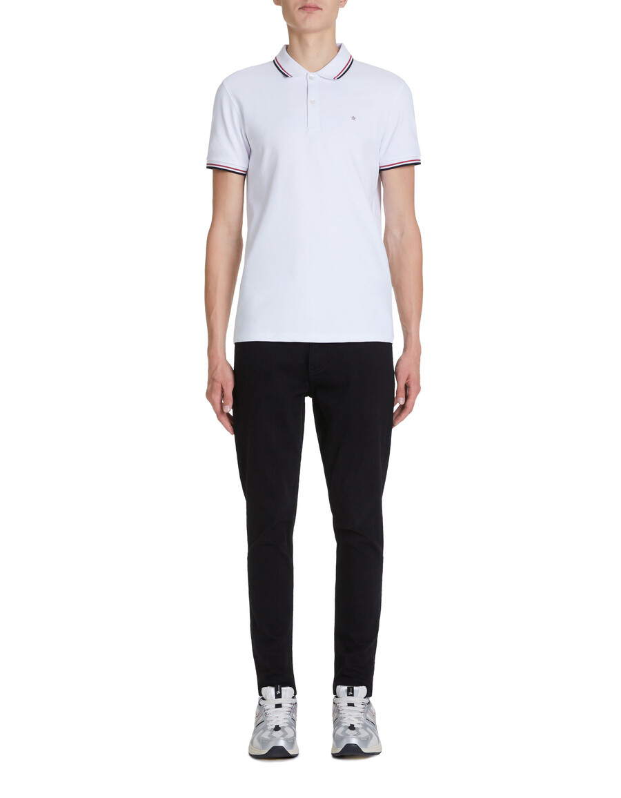 schmal geschnittenes piqué-poloshirt aus stretch-baumwolle