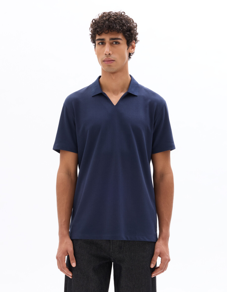 poloshirt mit kubanischem kragen in regulärer passform aus baumwollmischgewebe