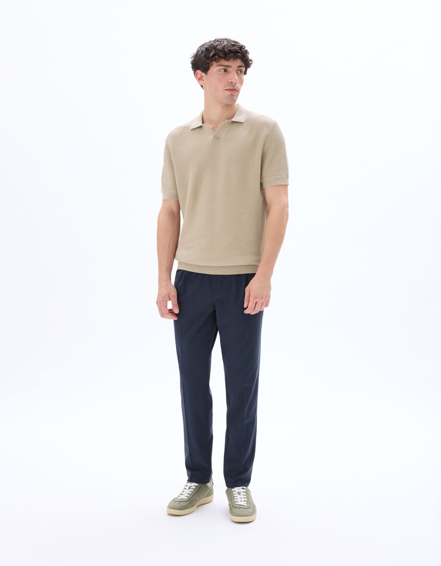 kastenförmiges poloshirt aus strukturiertem strickmaterial 100 baumwolle