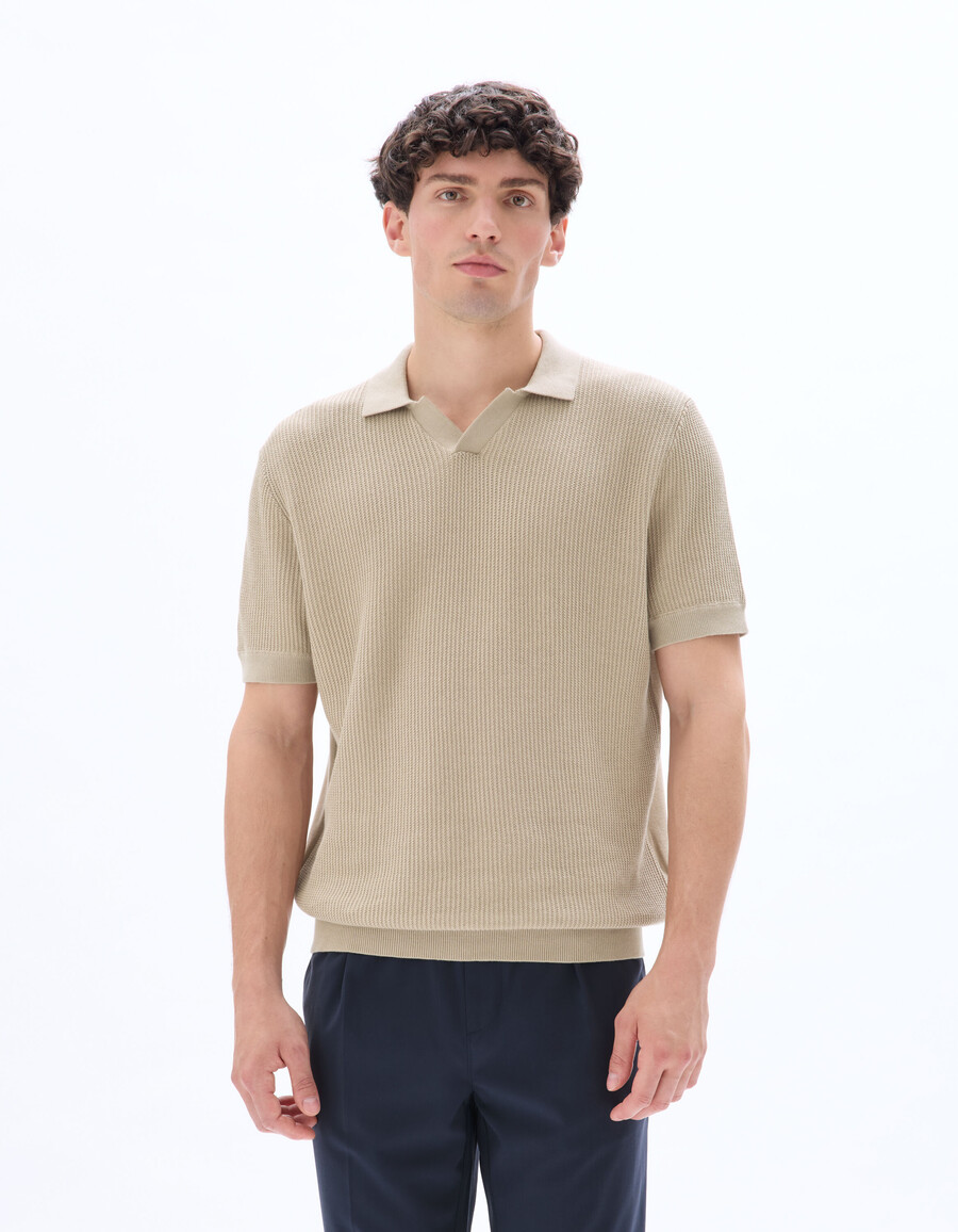 kastenförmiges poloshirt aus strukturiertem strickmaterial 100 baumwolle