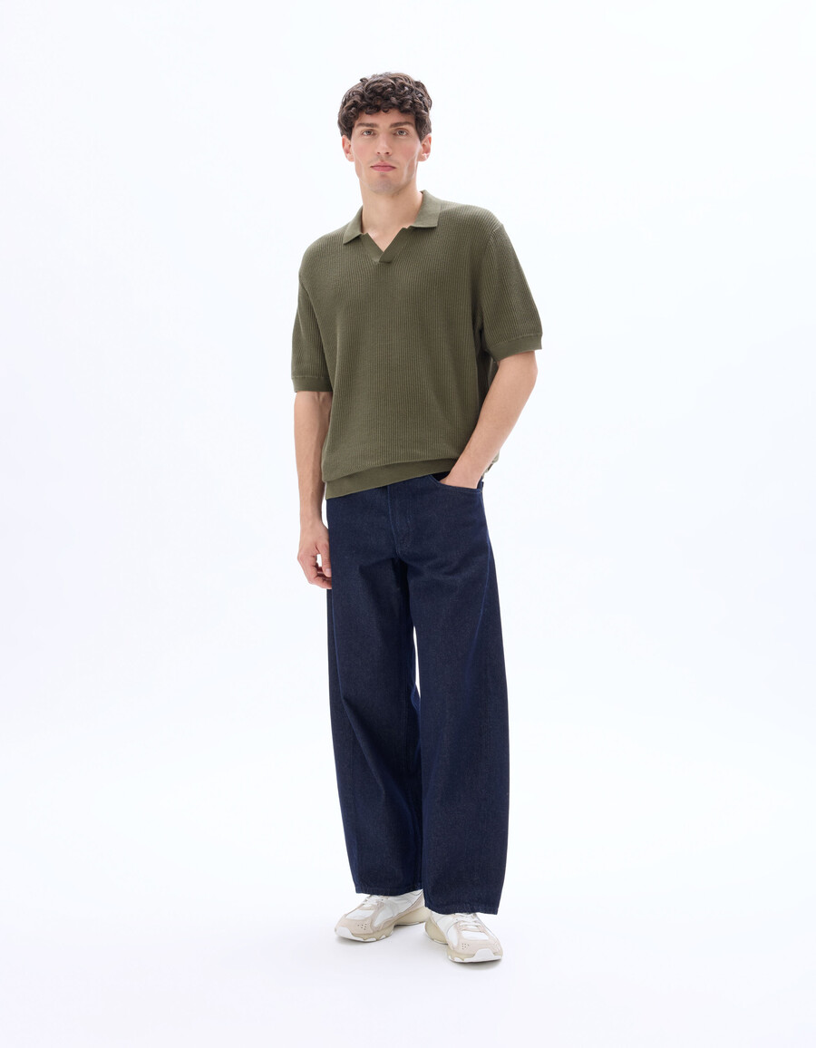 kastenförmiges poloshirt aus strukturiertem strickmaterial 100 baumwolle