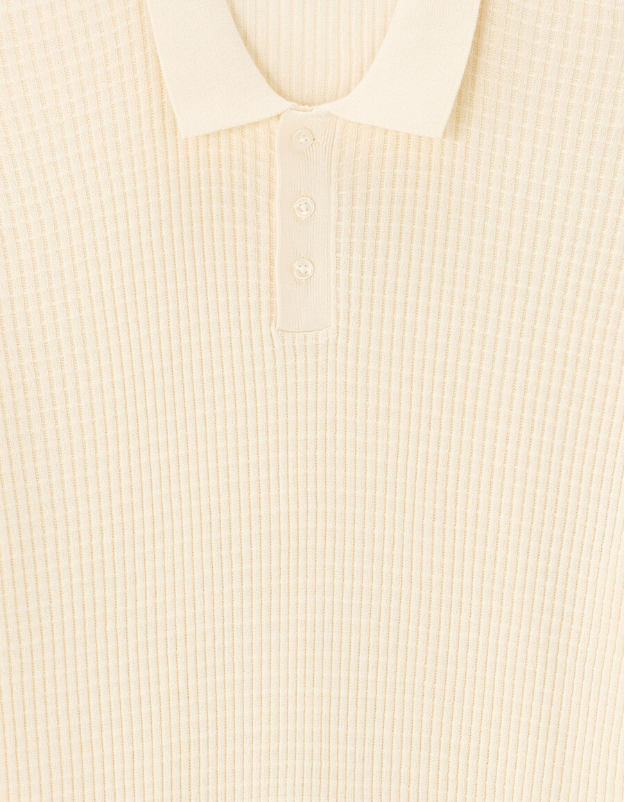poloshirt mit rippstrick in regulärer passform